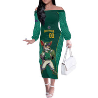 Custom Baseball Australia Off The Shoulder Long Sleeve Dress Go Champions - Aussie Kangaroo Mascot - Wonder Print Shop