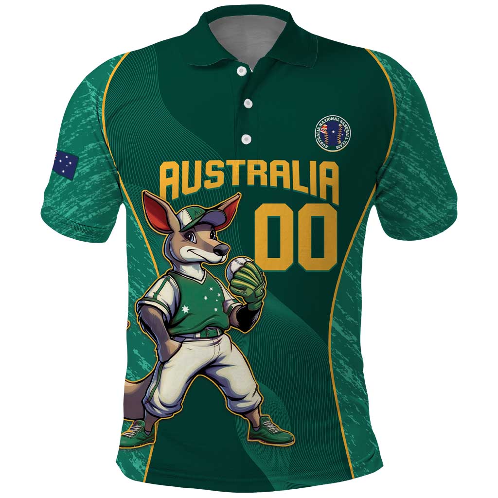 Custom Baseball Australia Polo Shirt Go Champions - Aussie Kangaroo Mascot - Wonder Print Shop