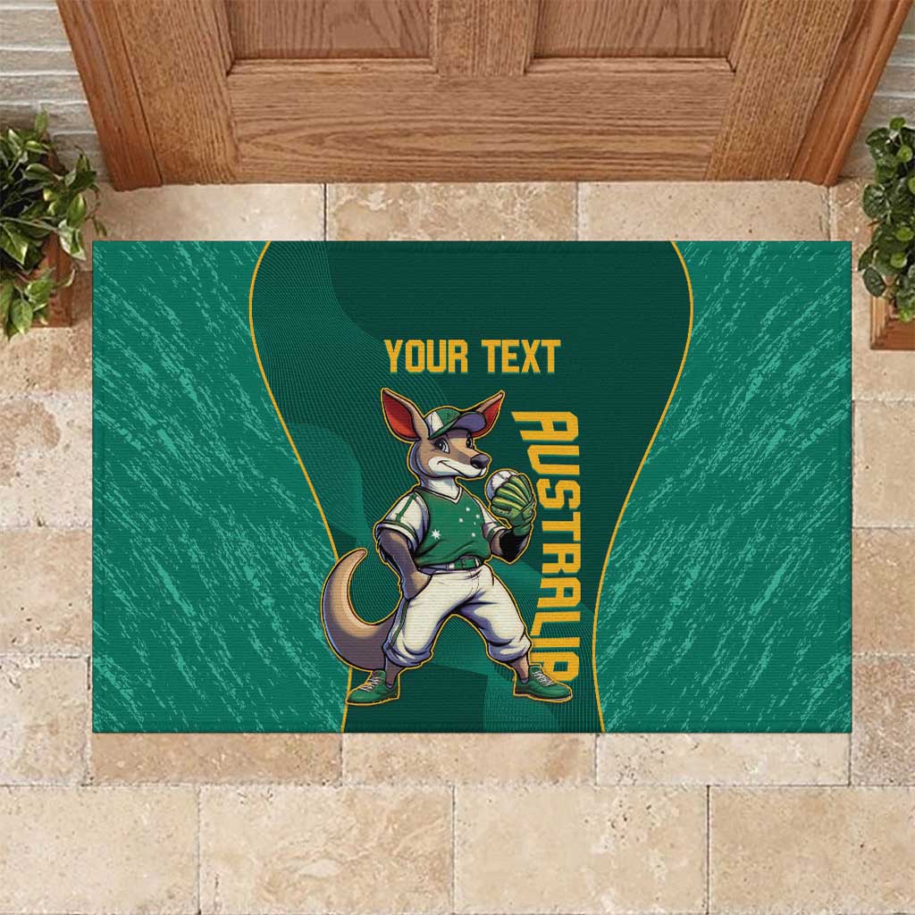 Custom Baseball Australia Rubber Doormat Go Champions - Aussie Kangaroo Mascot - Wonder Print Shop