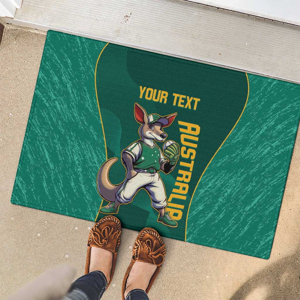 Custom Baseball Australia Rubber Doormat Go Champions - Aussie Kangaroo Mascot - Wonder Print Shop