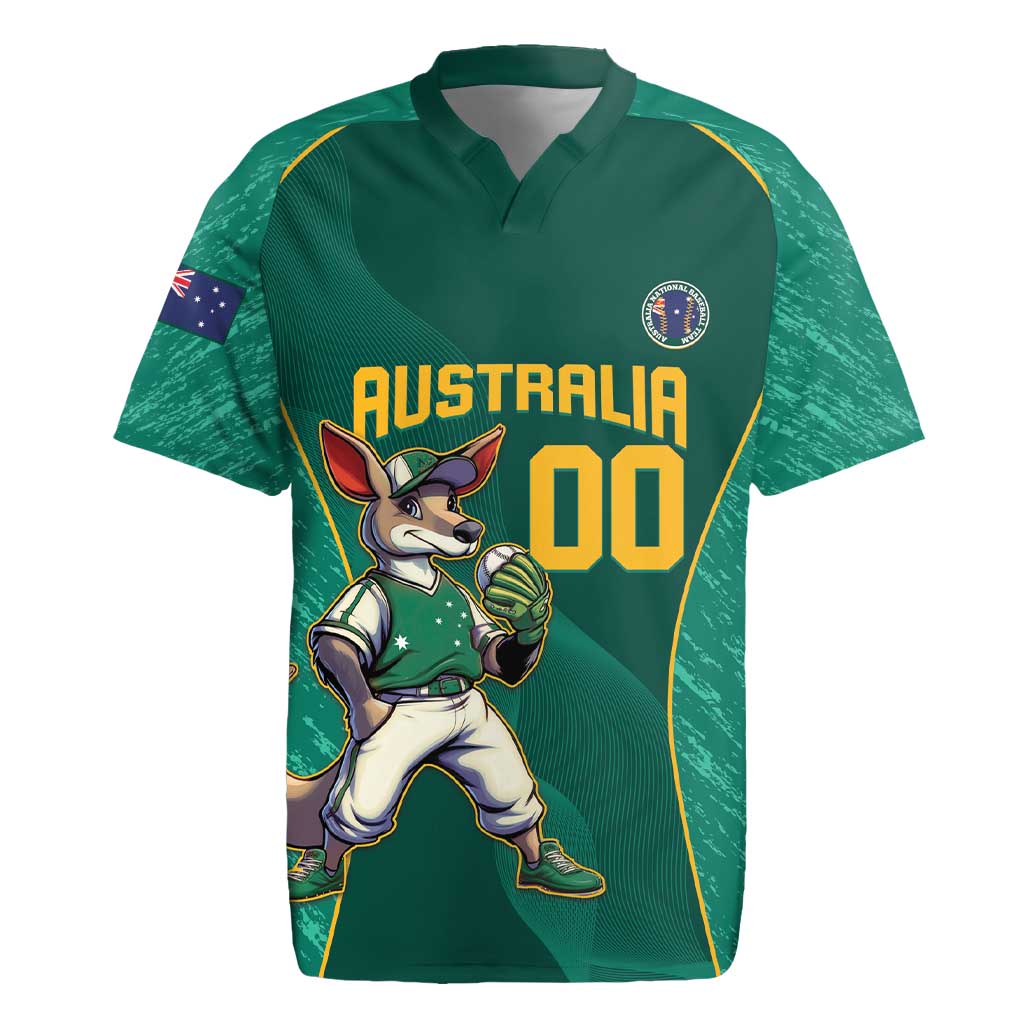 Custom Baseball Australia Rugby Jersey Go Champions - Aussie Kangaroo Mascot - Wonder Print Shop