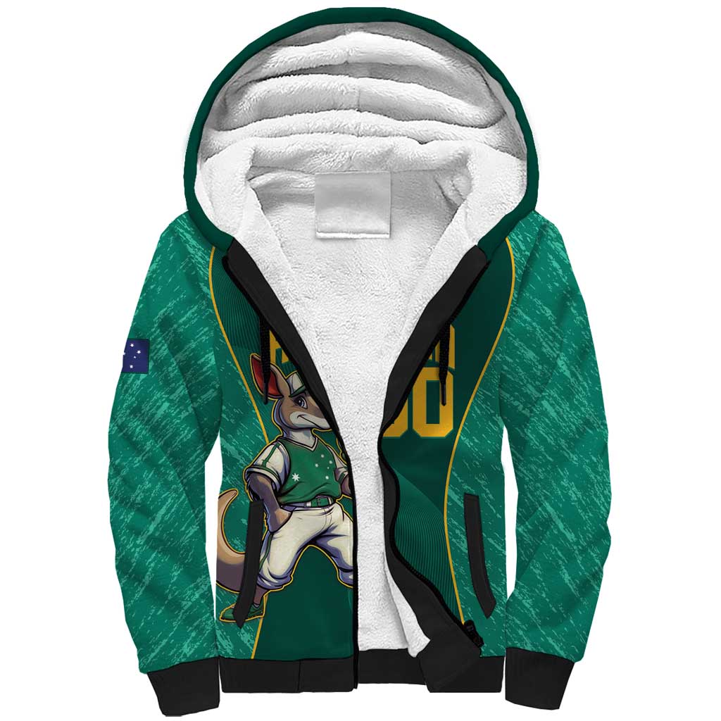 Custom Baseball Australia Sherpa Hoodie Go Champions - Aussie Kangaroo Mascot - Wonder Print Shop