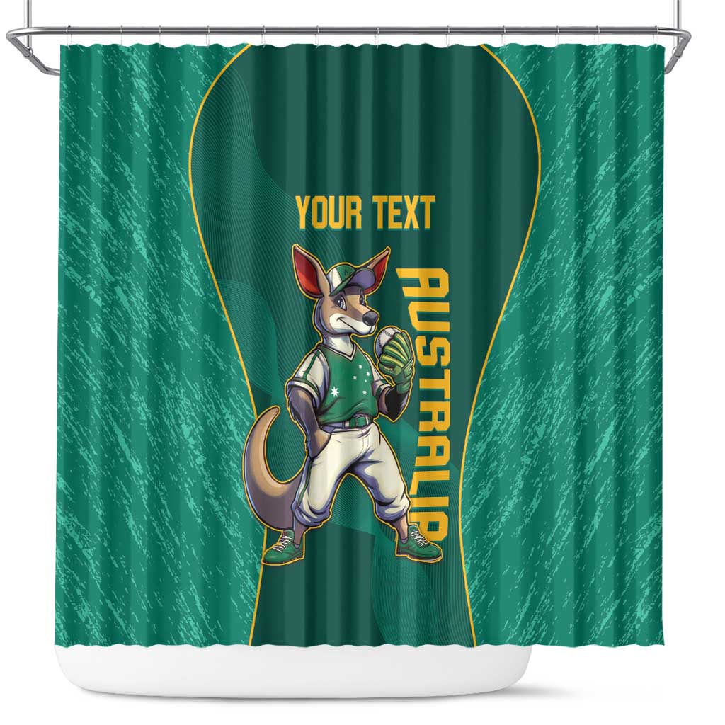Custom Baseball Australia Shower Curtain Go Champions - Aussie Kangaroo Mascot