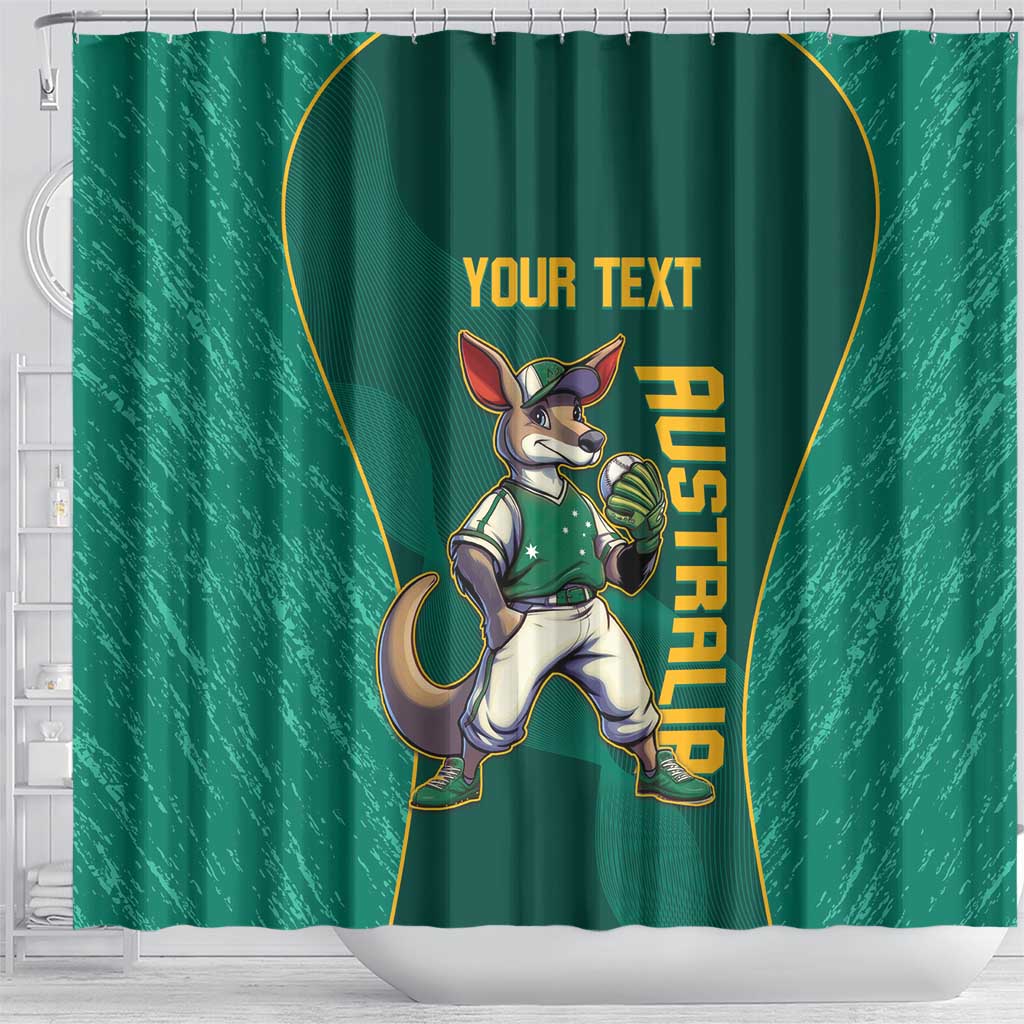 Custom Baseball Australia Shower Curtain Go Champions - Aussie Kangaroo Mascot