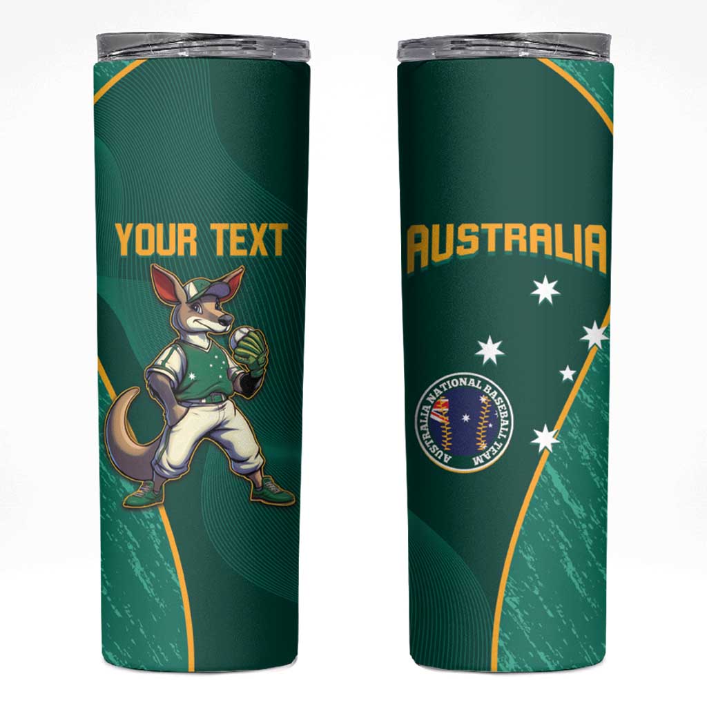 Custom Baseball Australia Skinny Tumbler Go Champions - Aussie Kangaroo Mascot - Wonder Print Shop