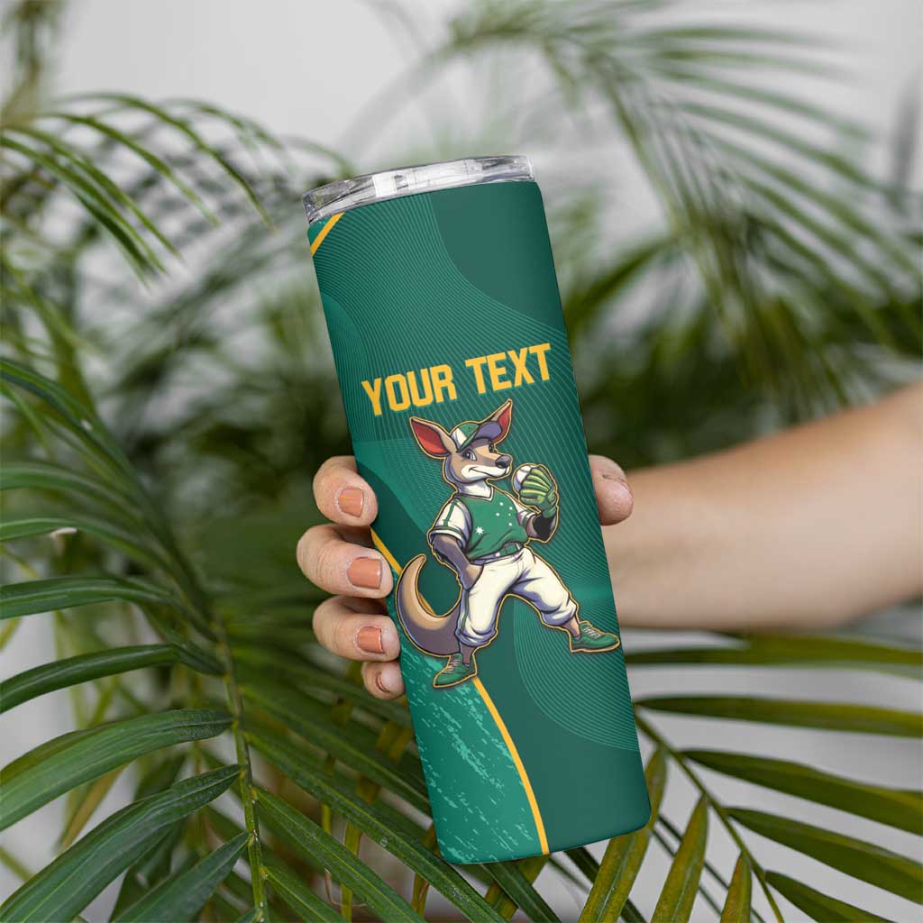 Custom Baseball Australia Skinny Tumbler Go Champions - Aussie Kangaroo Mascot - Wonder Print Shop