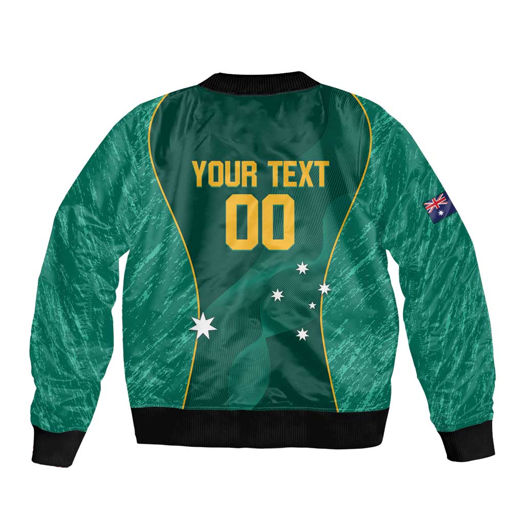 Custom Baseball Australia Sleeve Zip Bomber Jacket Go Champions - Aussie Kangaroo Mascot - Wonder Print Shop