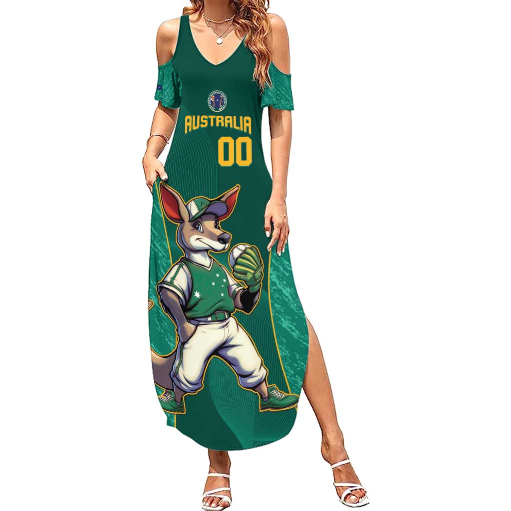 Custom Baseball Australia Summer Maxi Dress Go Champions - Aussie Kangaroo Mascot - Wonder Print Shop