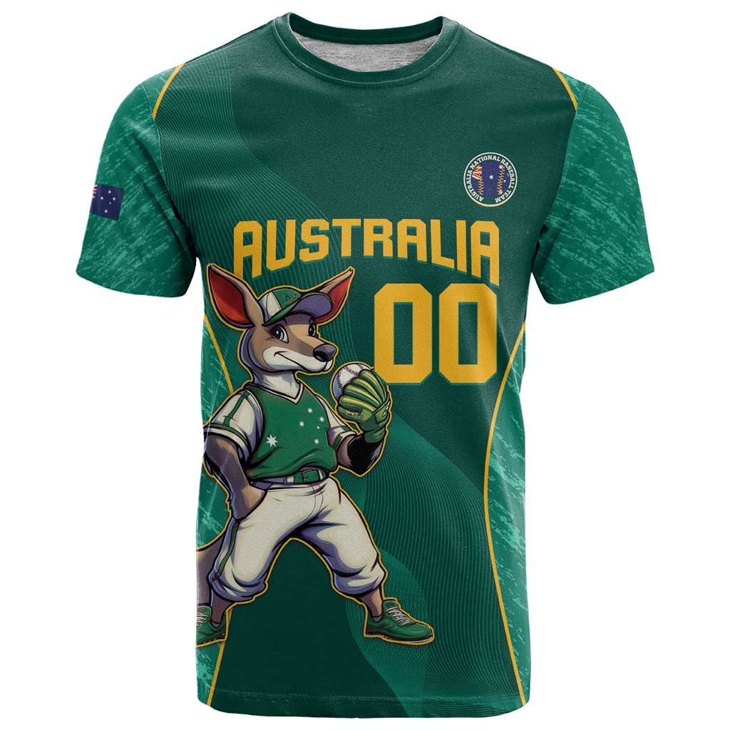 Custom Baseball Australia T Shirt Go Champions - Aussie Kangaroo Mascot - Wonder Print Shop