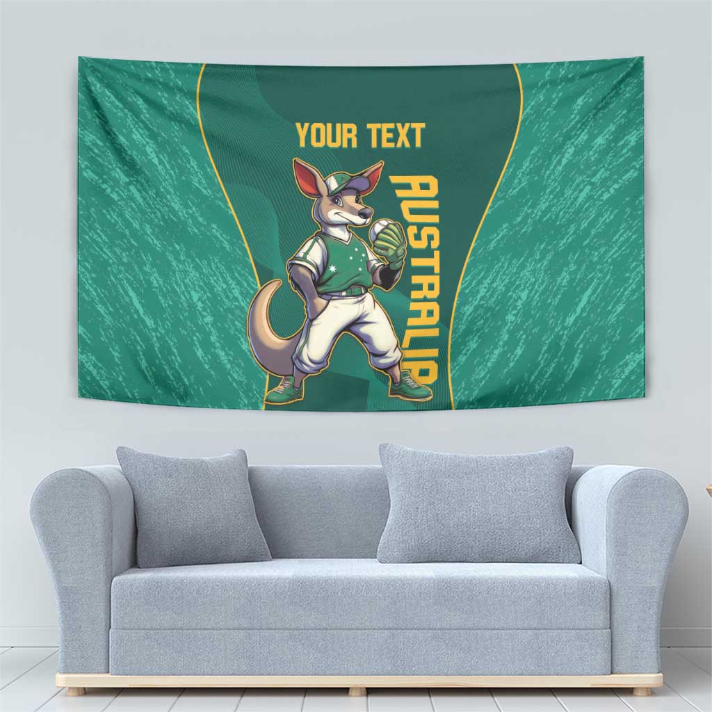 Custom Baseball Australia Tapestry Go Champions - Aussie Kangaroo Mascot - Wonder Print Shop
