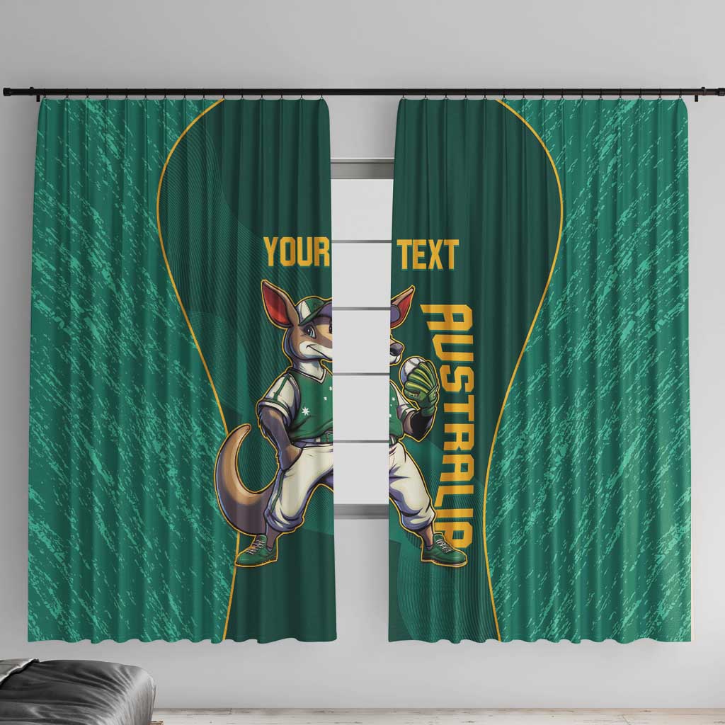 Custom Baseball Australia Window Curtain Go Champions - Aussie Kangaroo Mascot - Wonder Print Shop