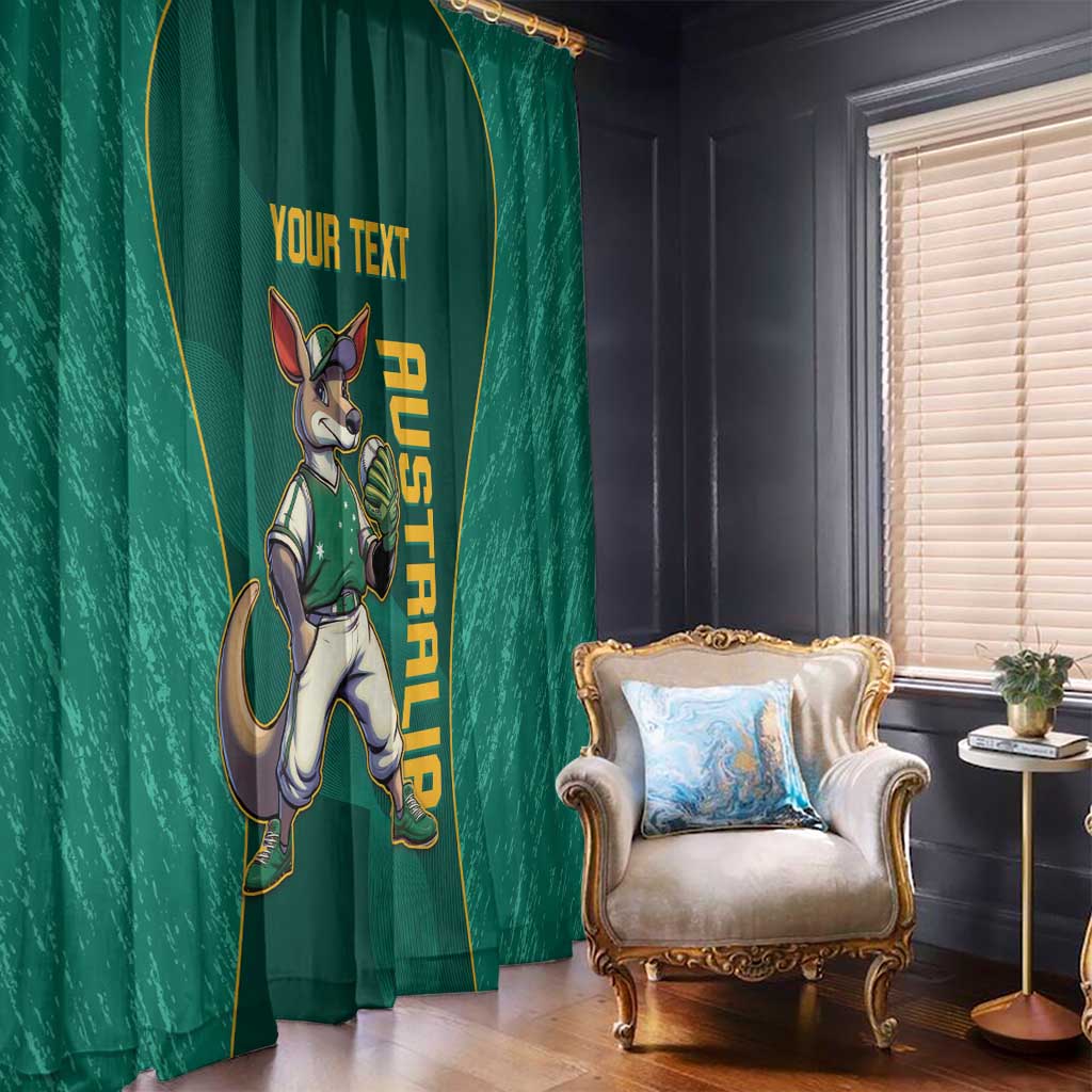 Custom Baseball Australia Window Curtain Go Champions - Aussie Kangaroo Mascot - Wonder Print Shop