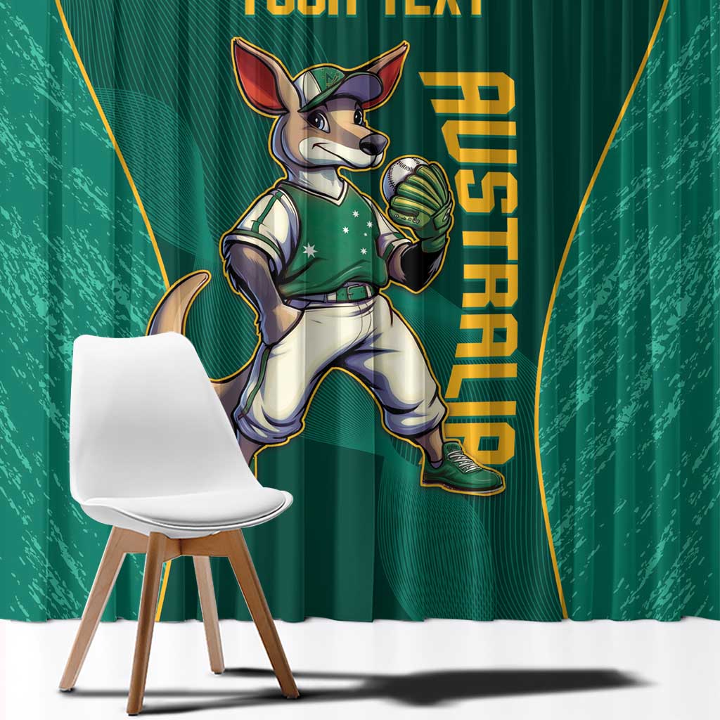 Custom Baseball Australia Window Curtain Go Champions - Aussie Kangaroo Mascot - Wonder Print Shop