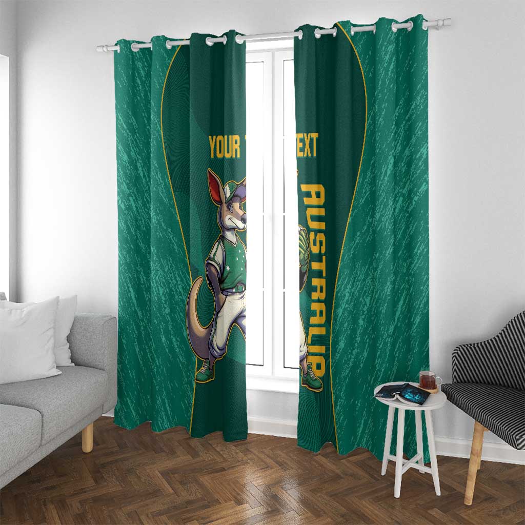 Custom Baseball Australia Window Curtain Go Champions - Aussie Kangaroo Mascot - Wonder Print Shop