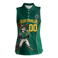 Custom Baseball Australia Women Sleeveless Polo Shirt Go Champions - Aussie Kangaroo Mascot - Wonder Print Shop