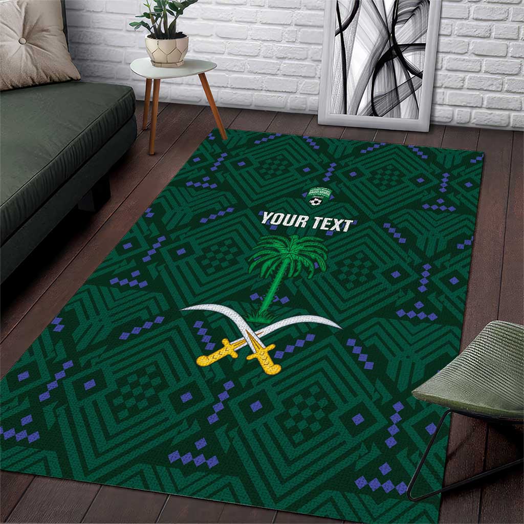 Custom Saudi Arabia Football Area Rug 2026 Arabian Falcons Sporty Version - Wonder Print Shop