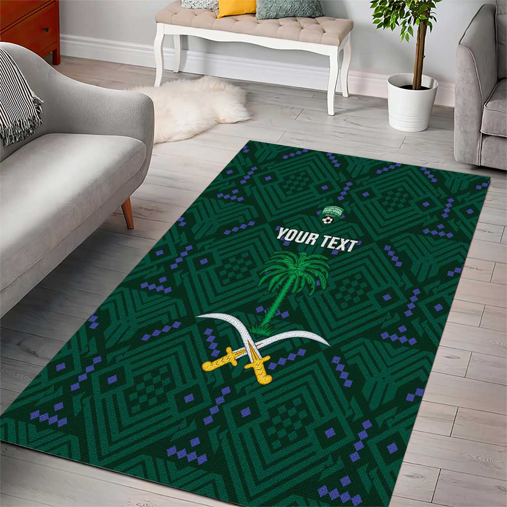 Custom Saudi Arabia Football Area Rug 2026 Arabian Falcons Sporty Version - Wonder Print Shop