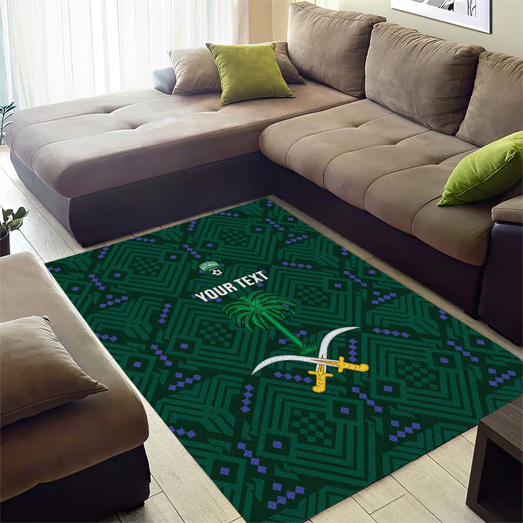 Custom Saudi Arabia Football Area Rug 2026 Arabian Falcons Sporty Version - Wonder Print Shop