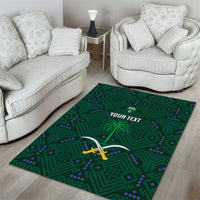 Custom Saudi Arabia Football Area Rug 2026 Arabian Falcons Sporty Version - Wonder Print Shop