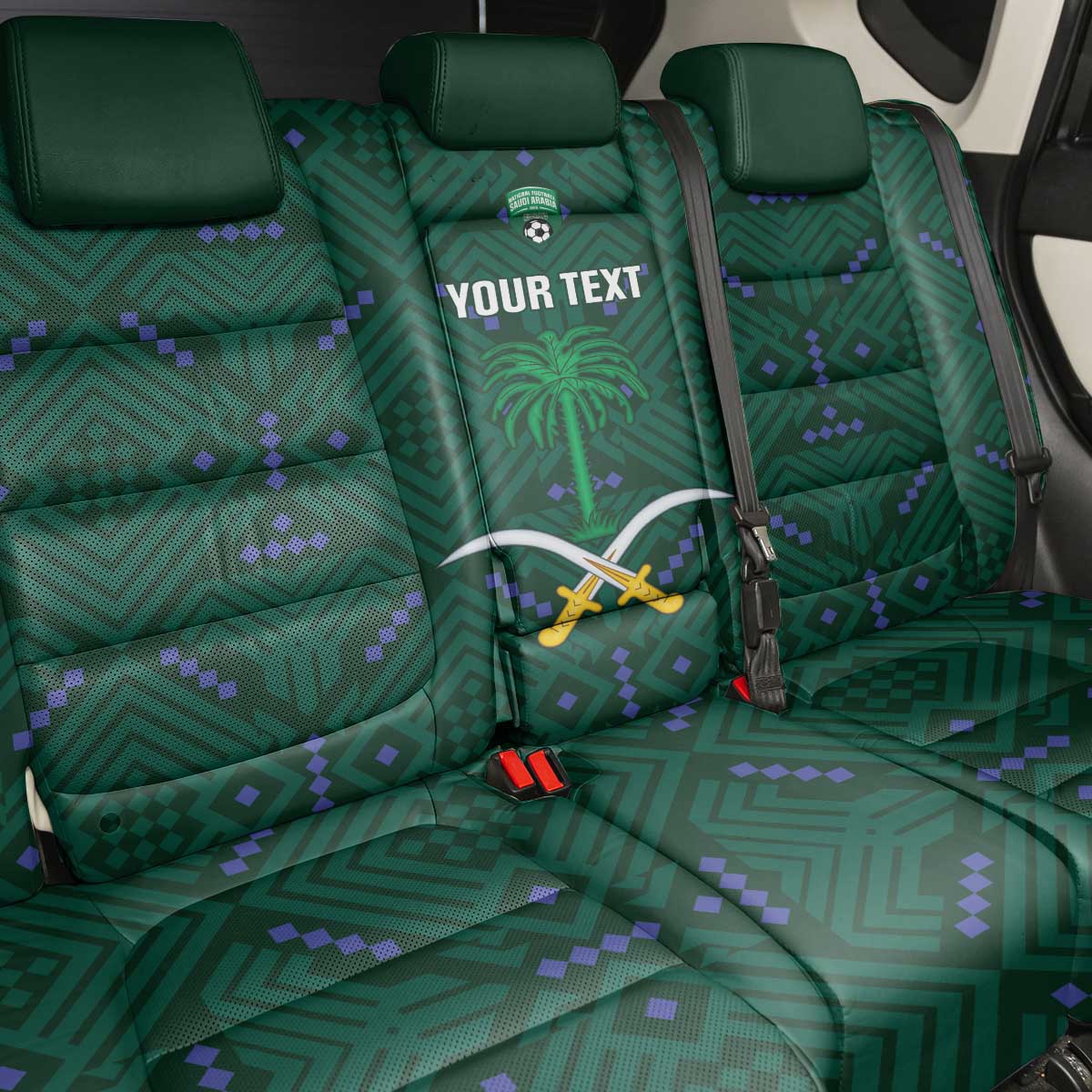 Custom Saudi Arabia Football Back Car Seat Cover 2026 Arabian Falcons Sporty Version - Wonder Print Shop