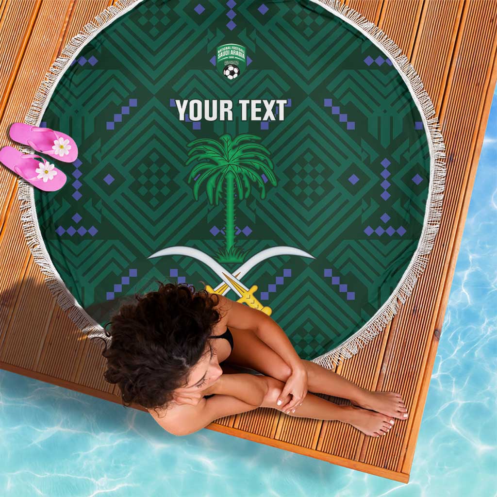 Custom Saudi Arabia Football Beach Blanket 2026 Arabian Falcons Sporty Version - Wonder Print Shop
