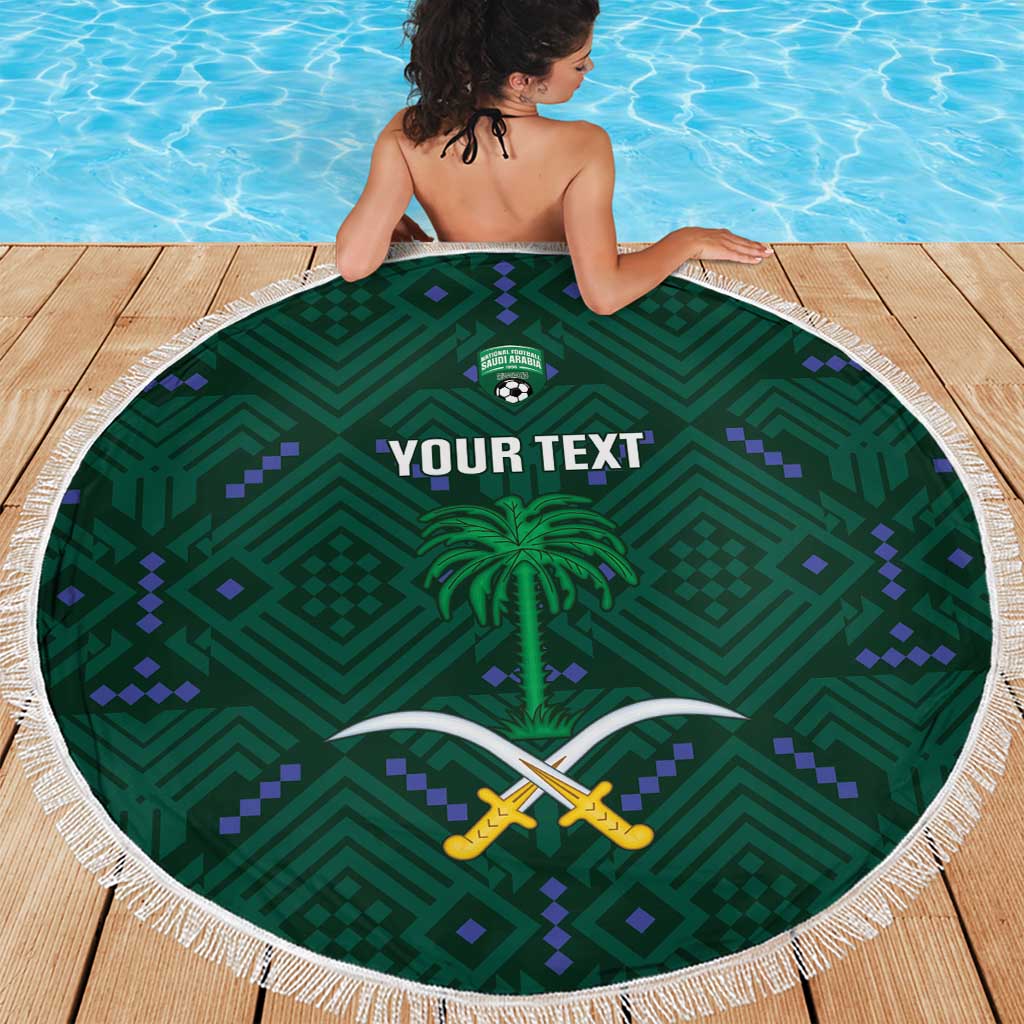 Custom Saudi Arabia Football Beach Blanket 2026 Arabian Falcons Sporty Version - Wonder Print Shop