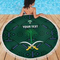 Custom Saudi Arabia Football Beach Blanket 2026 Arabian Falcons Sporty Version - Wonder Print Shop
