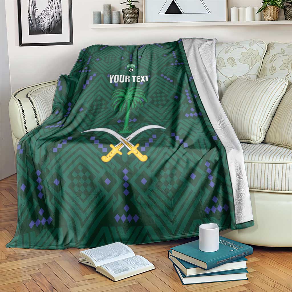 Custom Saudi Arabia Football Blanket 2026 Arabian Falcons Sporty Version - Wonder Print Shop