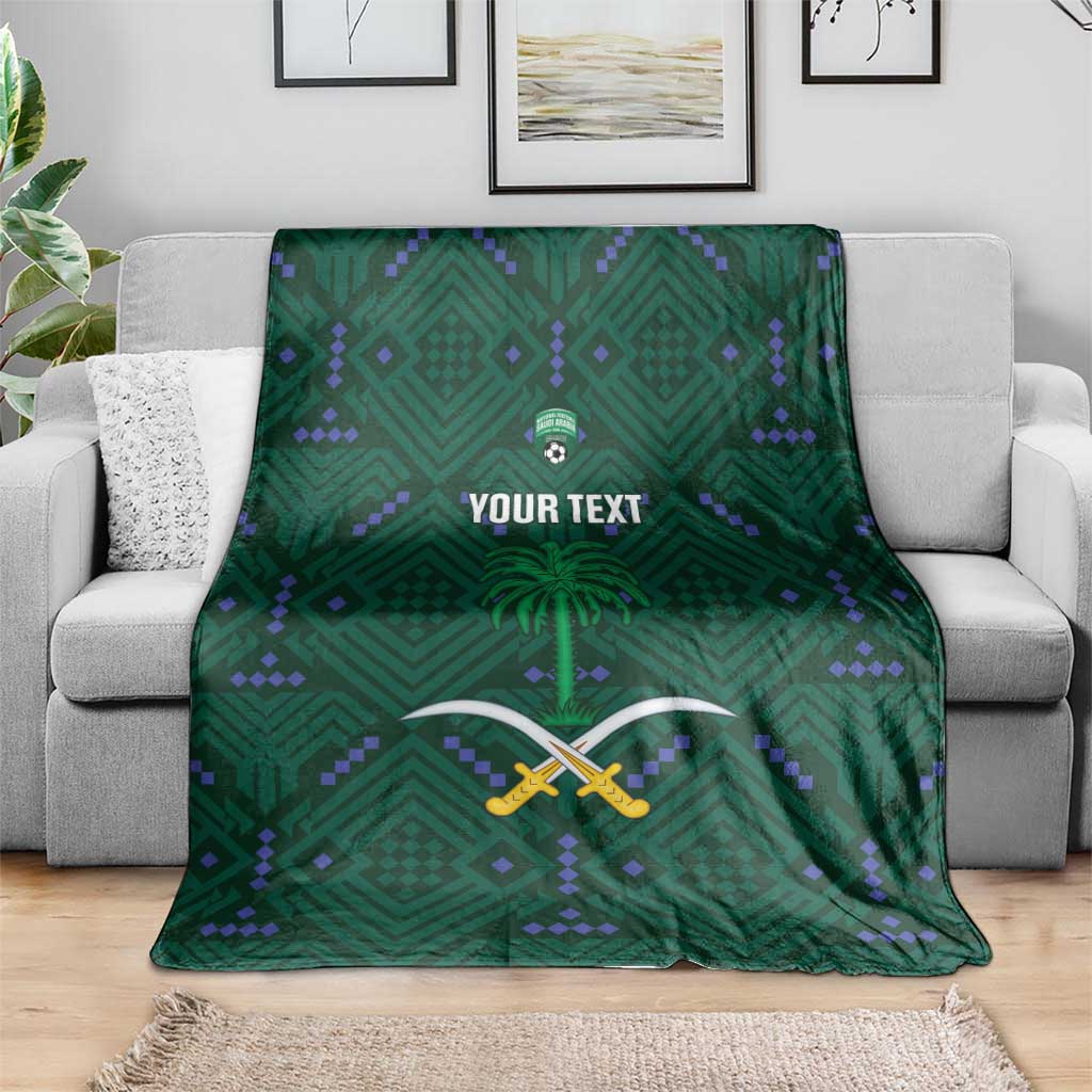 Custom Saudi Arabia Football Blanket 2026 Arabian Falcons Sporty Version - Wonder Print Shop