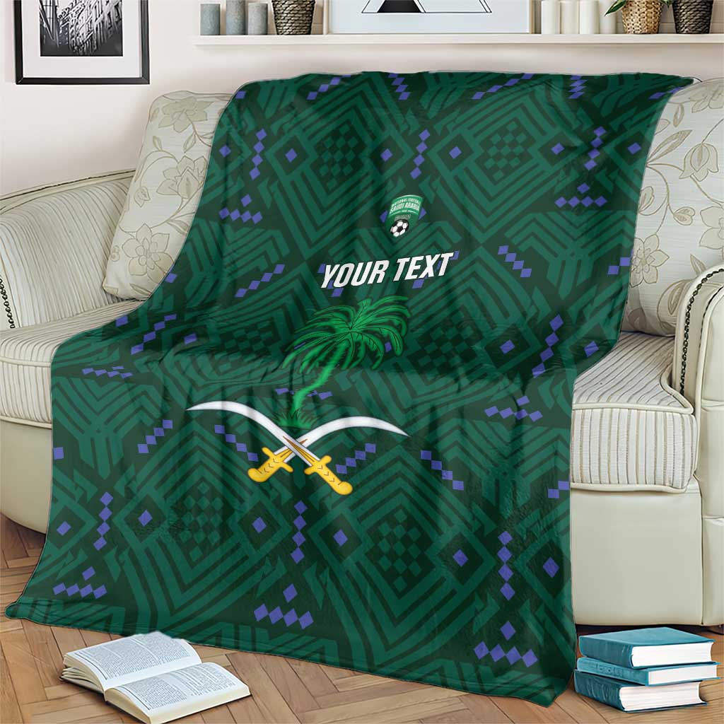 Custom Saudi Arabia Football Blanket 2026 Arabian Falcons Sporty Version - Wonder Print Shop