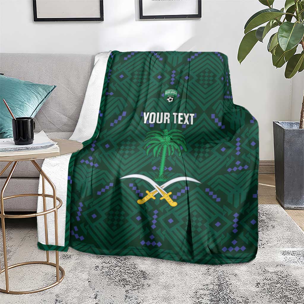 Custom Saudi Arabia Football Blanket 2026 Arabian Falcons Sporty Version - Wonder Print Shop