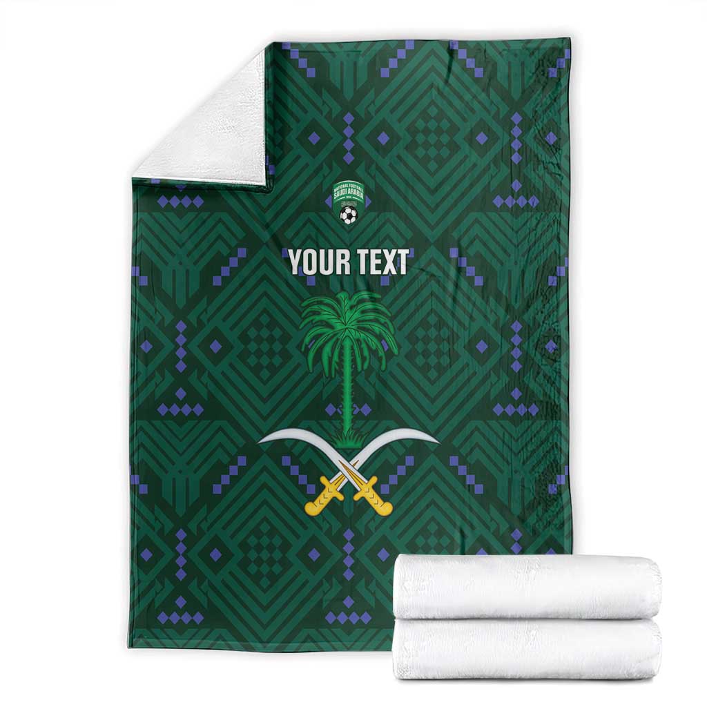 Custom Saudi Arabia Football Blanket 2026 Arabian Falcons Sporty Version - Wonder Print Shop