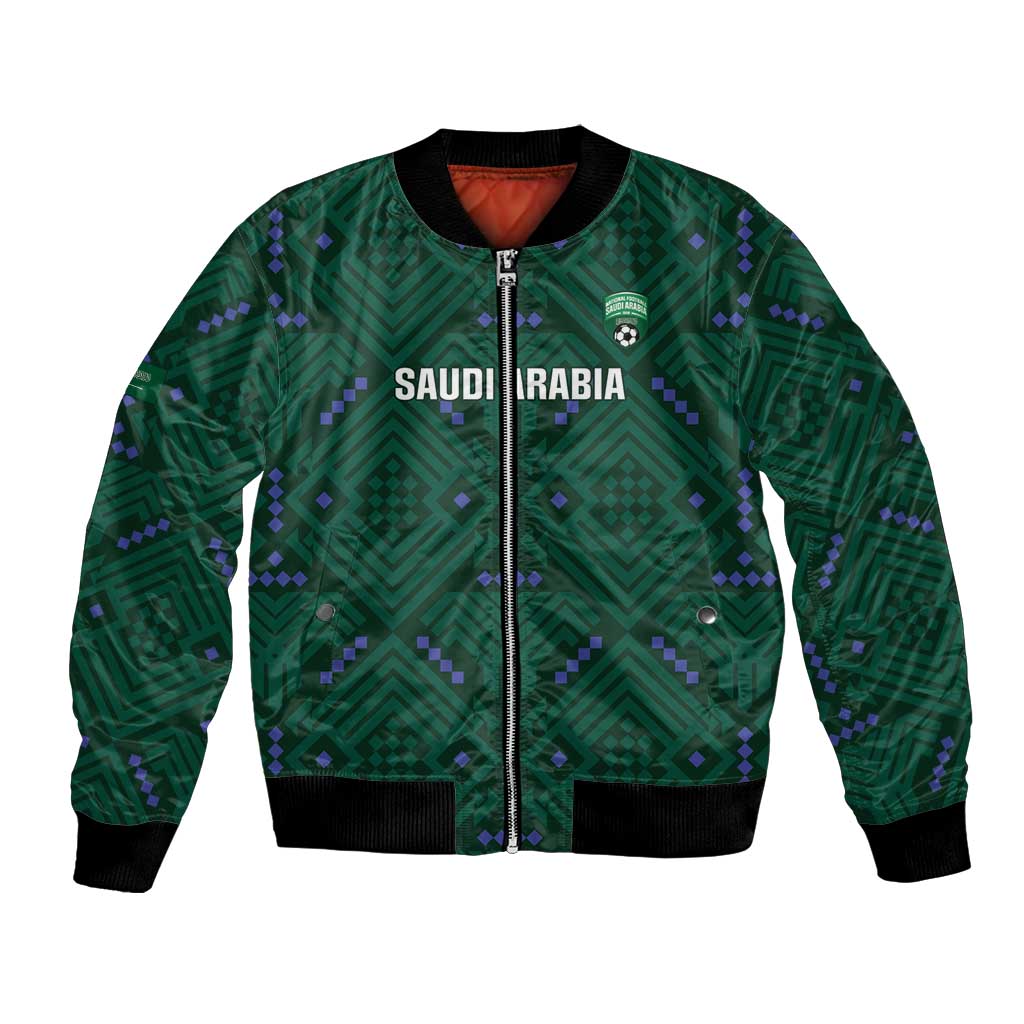 Custom Saudi Arabia Football Bomber Jacket 2026 Arabian Falcons Sporty Version - Wonder Print Shop