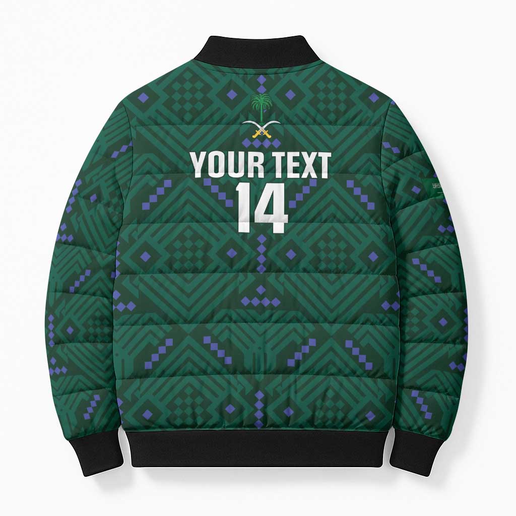 Custom Saudi Arabia Football Bomber Puffer Jacket 2026 Arabian Falcons Sporty Version - Wonder Print Shop