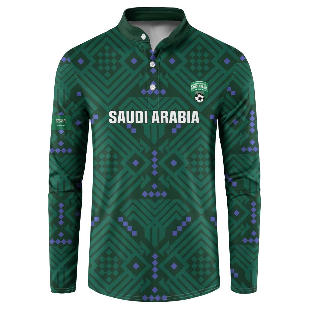 Custom Saudi Arabia Football Button Sweatshirt 2026 Arabian Falcons Sporty Version - Wonder Print Shop