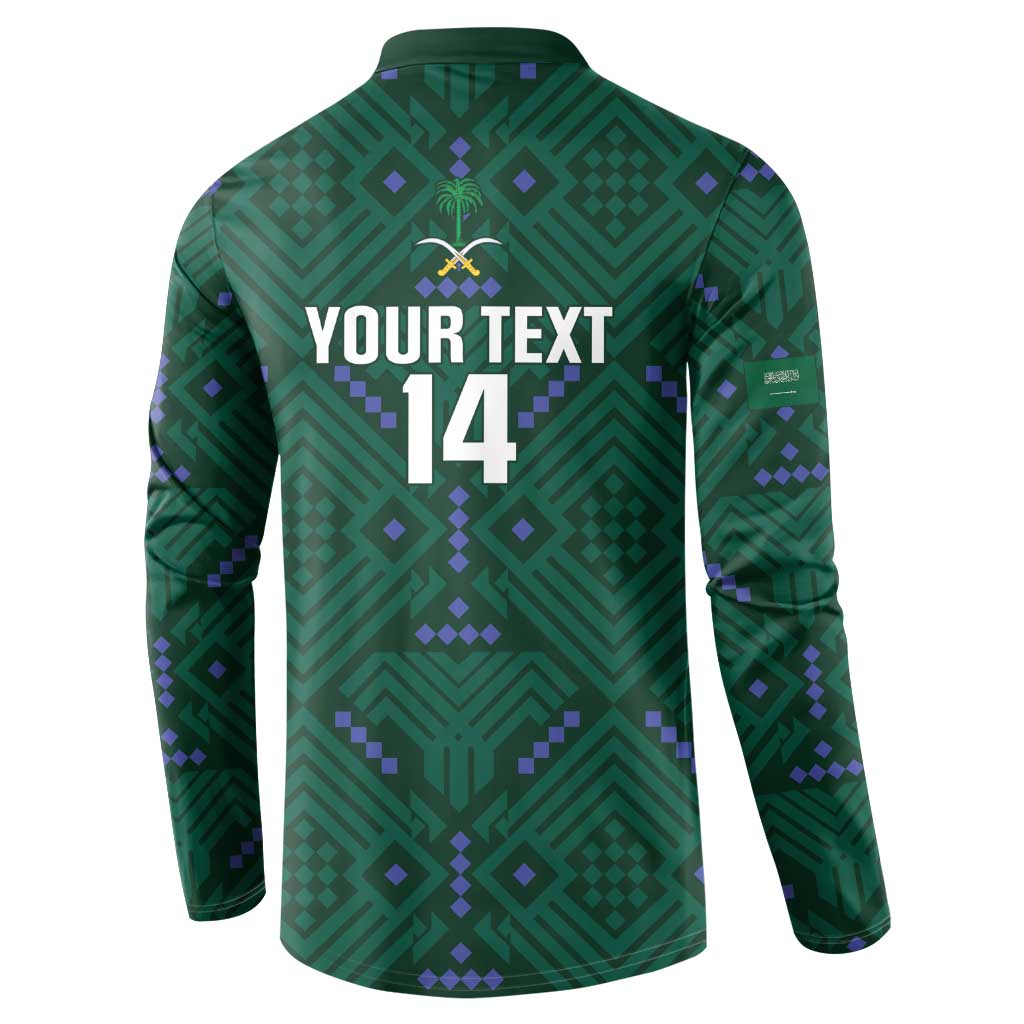 Custom Saudi Arabia Football Button Sweatshirt 2026 Arabian Falcons Sporty Version - Wonder Print Shop