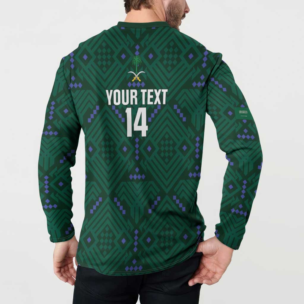Custom Saudi Arabia Football Button Sweatshirt 2026 Arabian Falcons Sporty Version - Wonder Print Shop