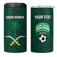 Custom Saudi Arabia Football 4 in 1 Can Cooler Tumbler 2026 Arabian Falcons Sporty Version - Wonder Print Shop
