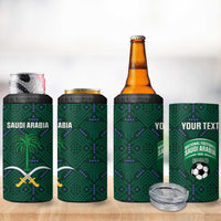 Custom Saudi Arabia Football 4 in 1 Can Cooler Tumbler 2026 Arabian Falcons Sporty Version - Wonder Print Shop