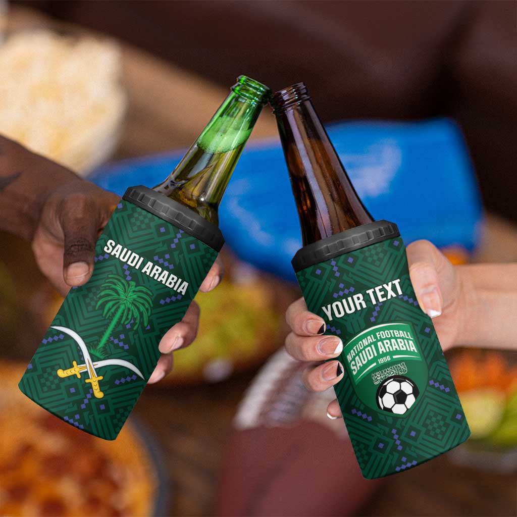 Custom Saudi Arabia Football 4 in 1 Can Cooler Tumbler 2026 Arabian Falcons Sporty Version - Wonder Print Shop