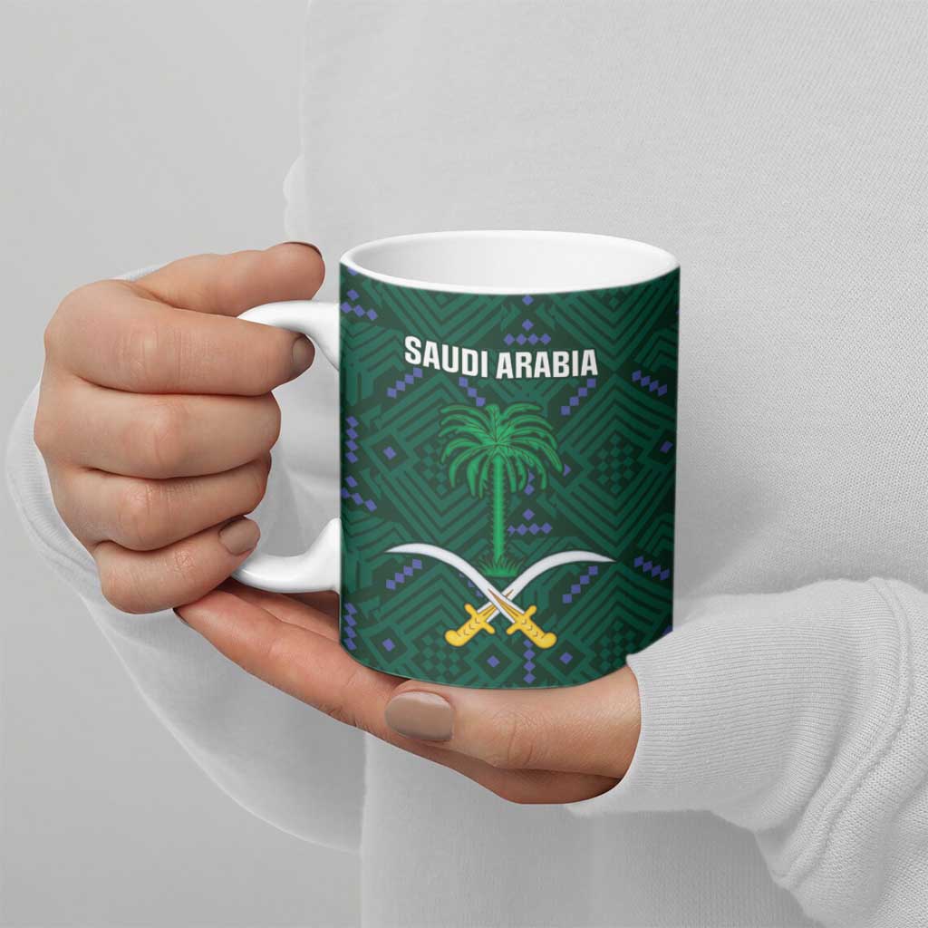 Custom Saudi Arabia Football Ceramic Mug 2026 Arabian Falcons Sporty Version - Wonder Print Shop