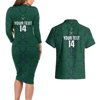 Custom Saudi Arabia Football Couples Matching Long Sleeve Bodycon Dress and Hawaiian Shirt 2026 Arabian Falcons Sporty Version - Wonder Print Shop