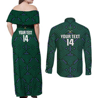 Custom Saudi Arabia Football Couples Matching Off Shoulder Maxi Dress and Long Sleeve Button Shirt 2026 Arabian Falcons Sporty Version - Wonder Print Shop