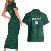 Custom Saudi Arabia Football Couples Matching Short Sleeve Bodycon Dress and Hawaiian Shirt 2026 Arabian Falcons Sporty Version - Wonder Print Shop
