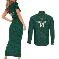 Custom Saudi Arabia Football Couples Matching Short Sleeve Bodycon Dress and Long Sleeve Button Shirt 2026 Arabian Falcons Sporty Version - Wonder Print Shop
