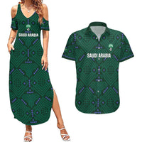Custom Saudi Arabia Football Couples Matching Summer Maxi Dress and Hawaiian Shirt 2026 Arabian Falcons Sporty Version - Wonder Print Shop