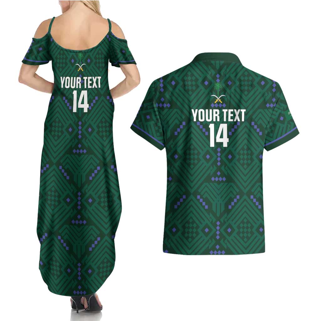 Custom Saudi Arabia Football Couples Matching Summer Maxi Dress and Hawaiian Shirt 2026 Arabian Falcons Sporty Version - Wonder Print Shop