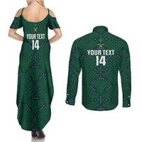 Custom Saudi Arabia Football Couples Matching Summer Maxi Dress and Long Sleeve Button Shirt 2026 Arabian Falcons Sporty Version - Wonder Print Shop