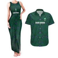 Custom Saudi Arabia Football Couples Matching Tank Maxi Dress and Hawaiian Shirt 2026 Arabian Falcons Sporty Version - Wonder Print Shop