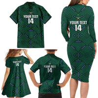 Custom Saudi Arabia Football Family Matching Long Sleeve Bodycon Dress and Hawaiian Shirt 2026 Arabian Falcons Sporty Version - Wonder Print Shop